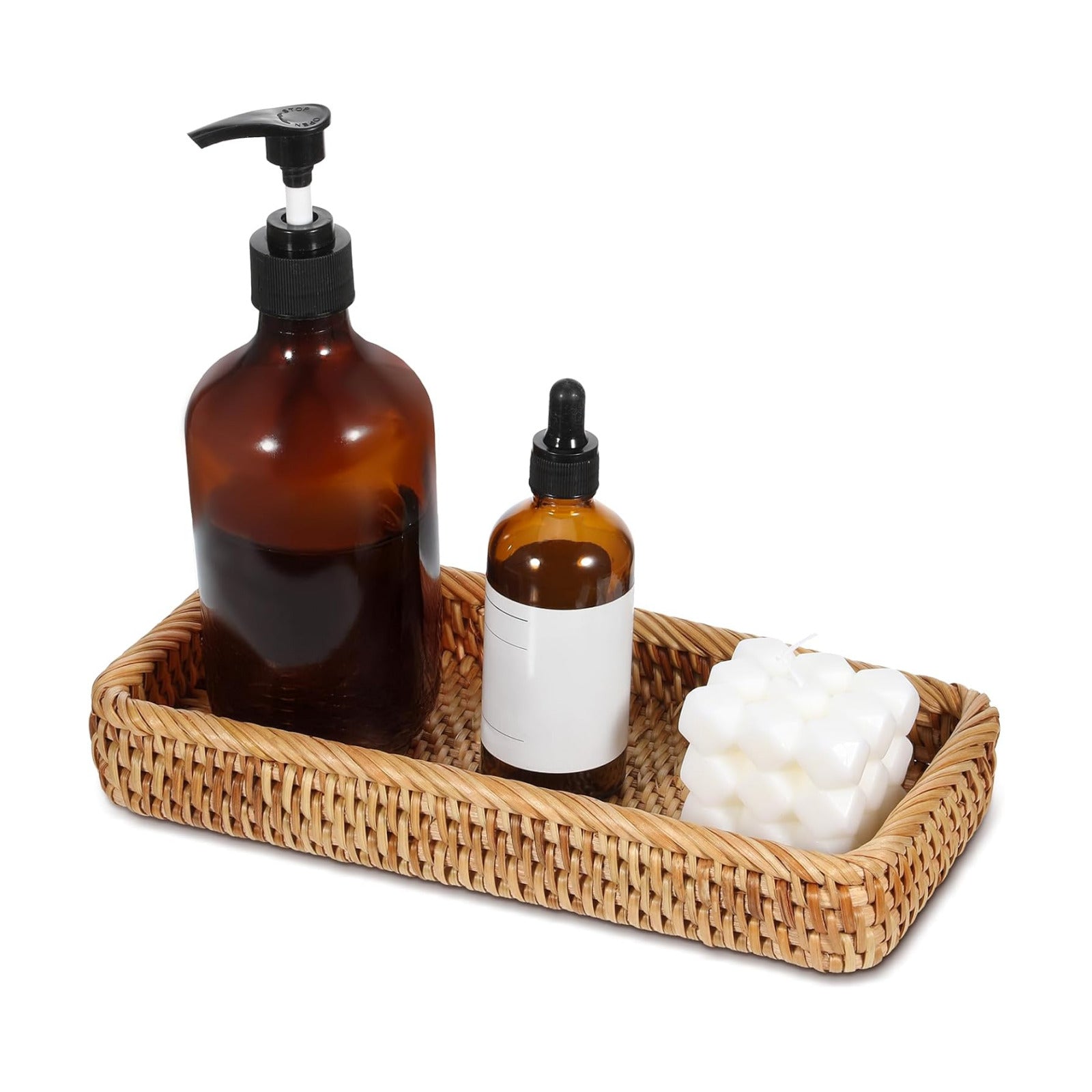 Rattan Bathroom Vanity Tray / Natural / 10 Inch