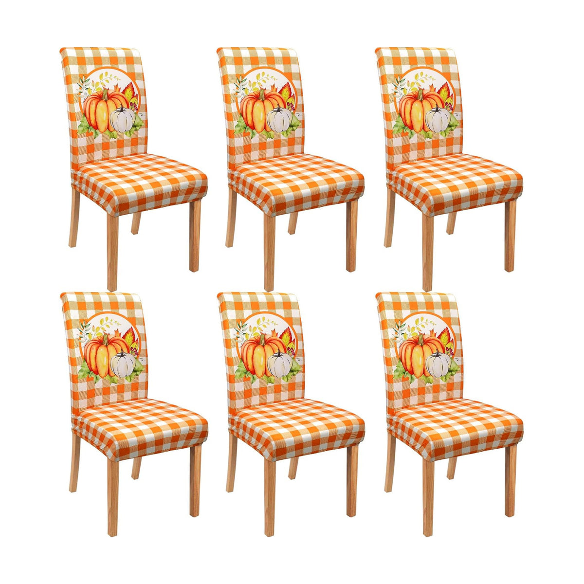 Fall Chair Covers for Dining Room Set of 6 Autumn Pumpkin Dining Chair Protectors 6 Pcs Stretch Removable Washable Chair Slipcovers 6 Pack for Thanksgiving Home and Party Decor