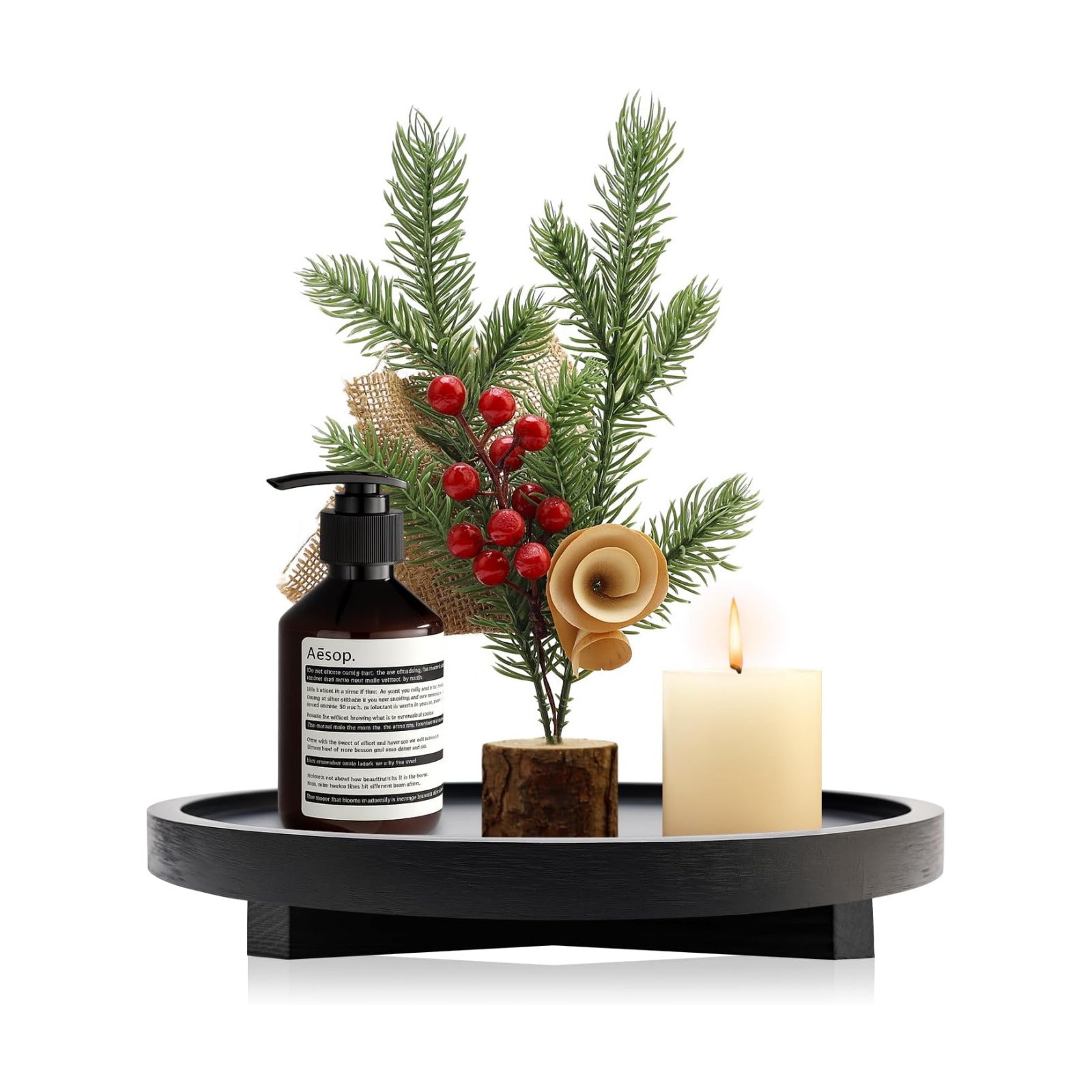 Decorative Wooden Tray / Black / Set of 10