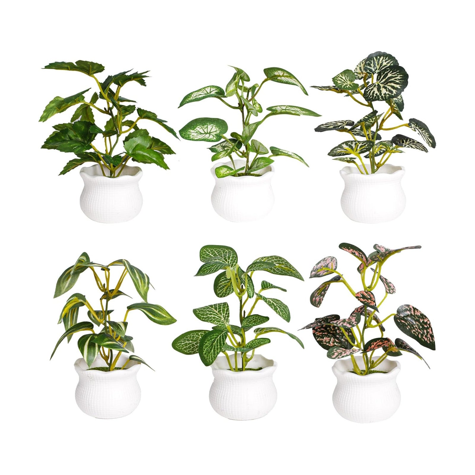 Small Artificial Plant Fake Plant Greenery Potted Indoor Faux Plant Houes Office / 6-palm / Set of 6