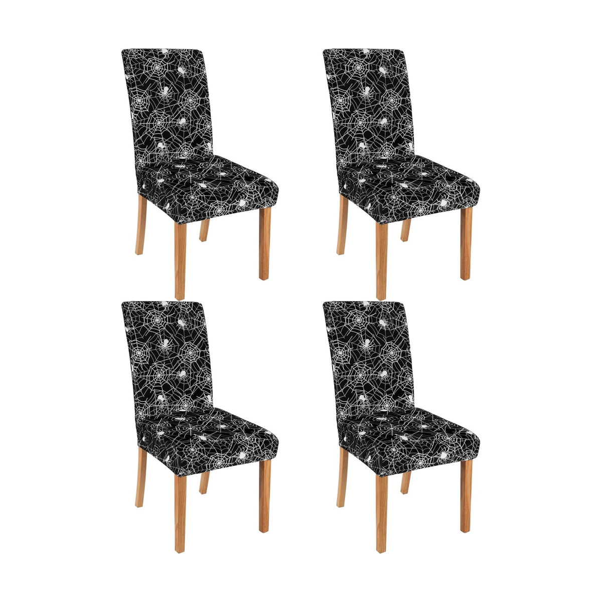 Halloween Chair Covers for Dining Room Set of 4 Halloween Dining Chair Protectors 4 Pcs Stretch Removable Washable Chair Slipcovers 4 Pack for Scary Home and Party Decor