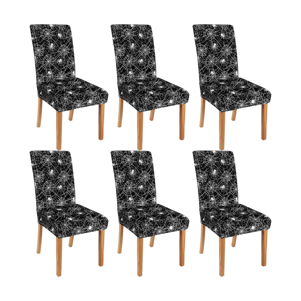 Halloween Chair Covers for Dining Room Set of 6 Halloween Dining Chair Protectors 6 Pcs Stretch Removable Washable Chair Slipcovers 6 Pack for Scary Home and Party Decor
