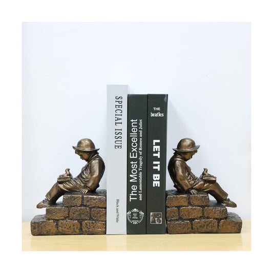 Decorative Vintage Bookends / Rustic Resin Book Stopper Holder for Modern
