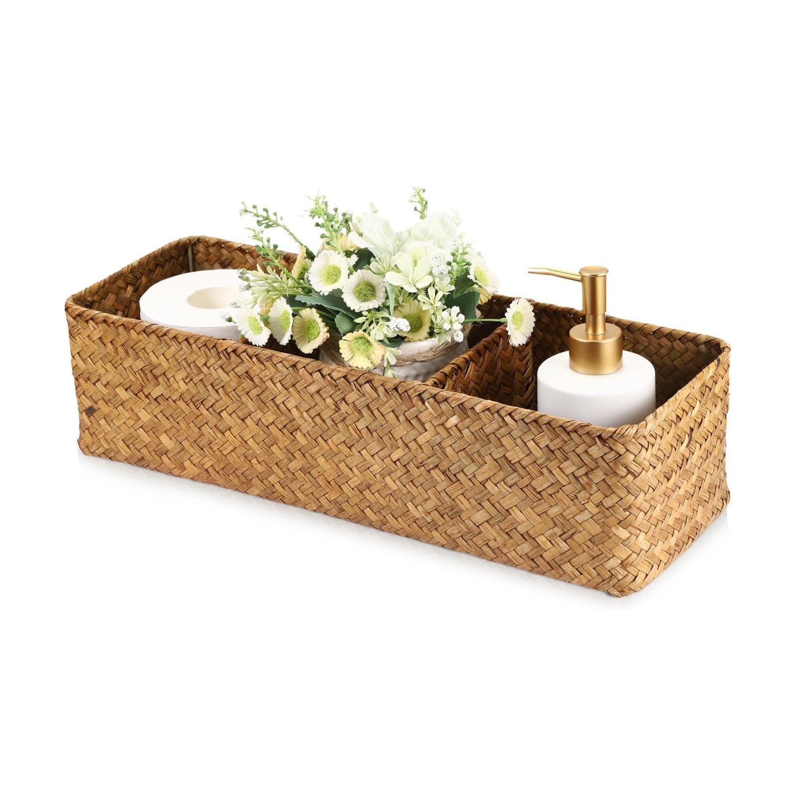 Seagrass Shelf Basket / Caramel / 5.9 x 4.3 / 17.2L x H