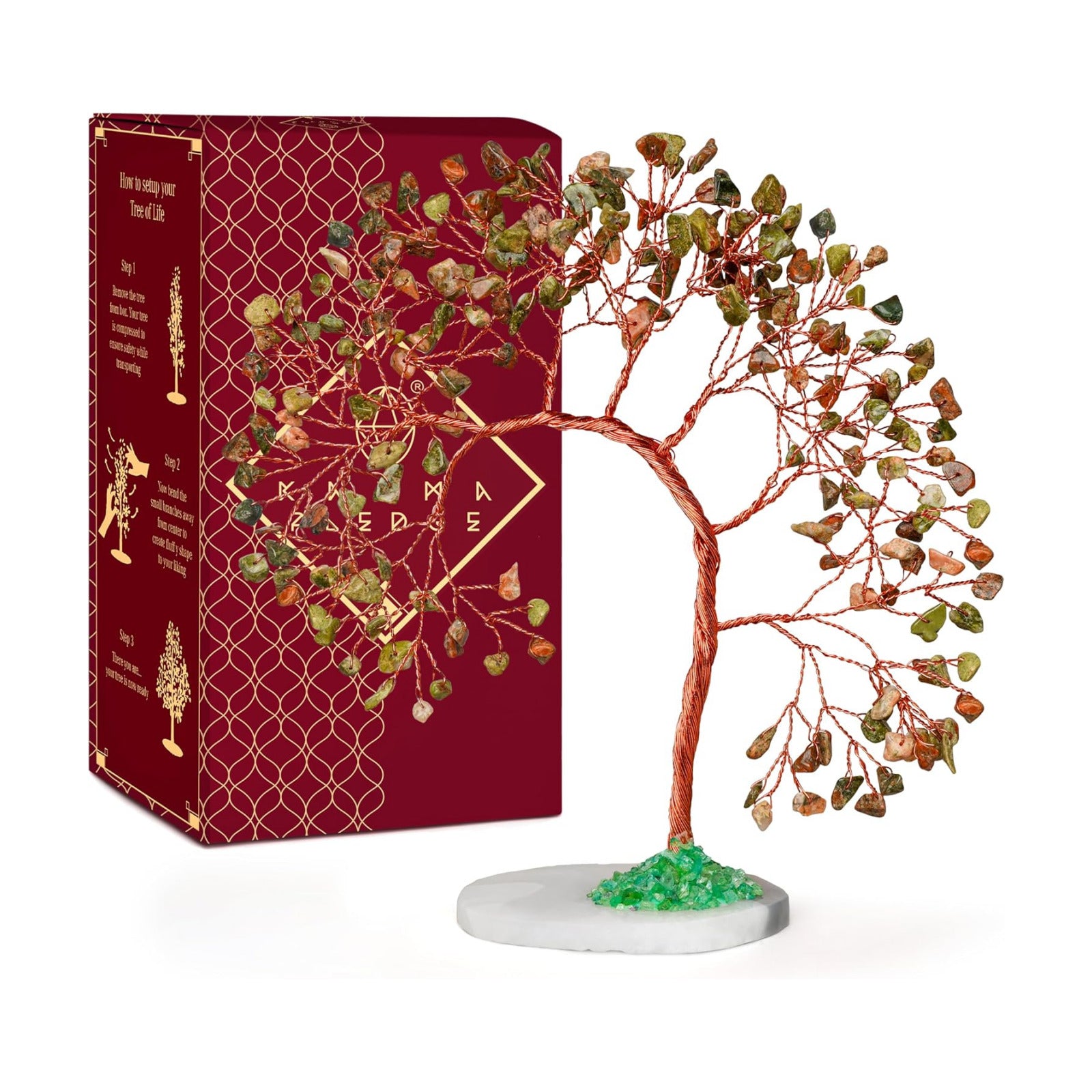 Crystal Tree of Life for Home, Office, Room, Wall Decor to Bring Money & Good Luck, Handmade Unakite Reiki Healing