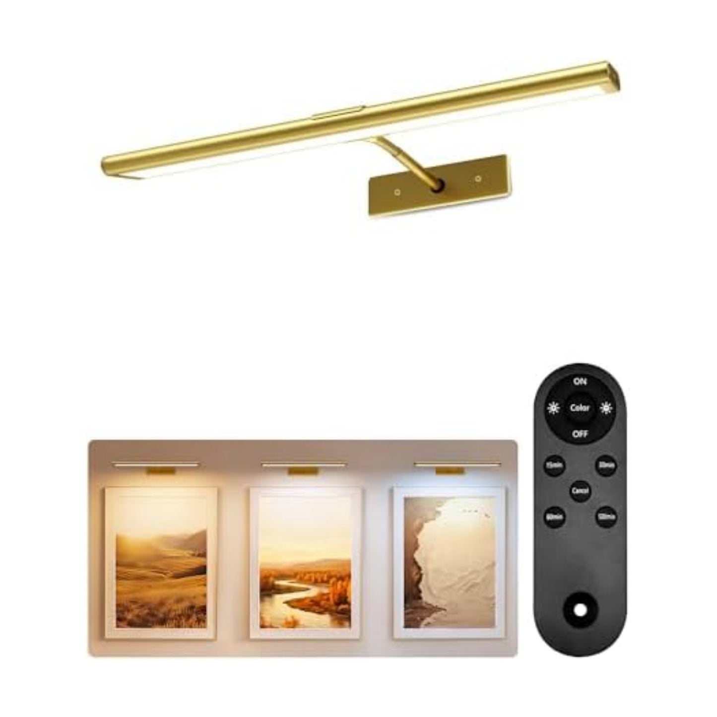 EZVALO Picture Light for Wall, 4800mAh Rechargeable Wireless Remote, 16‘’ Dimmable Magnetic LED Art Display Light with