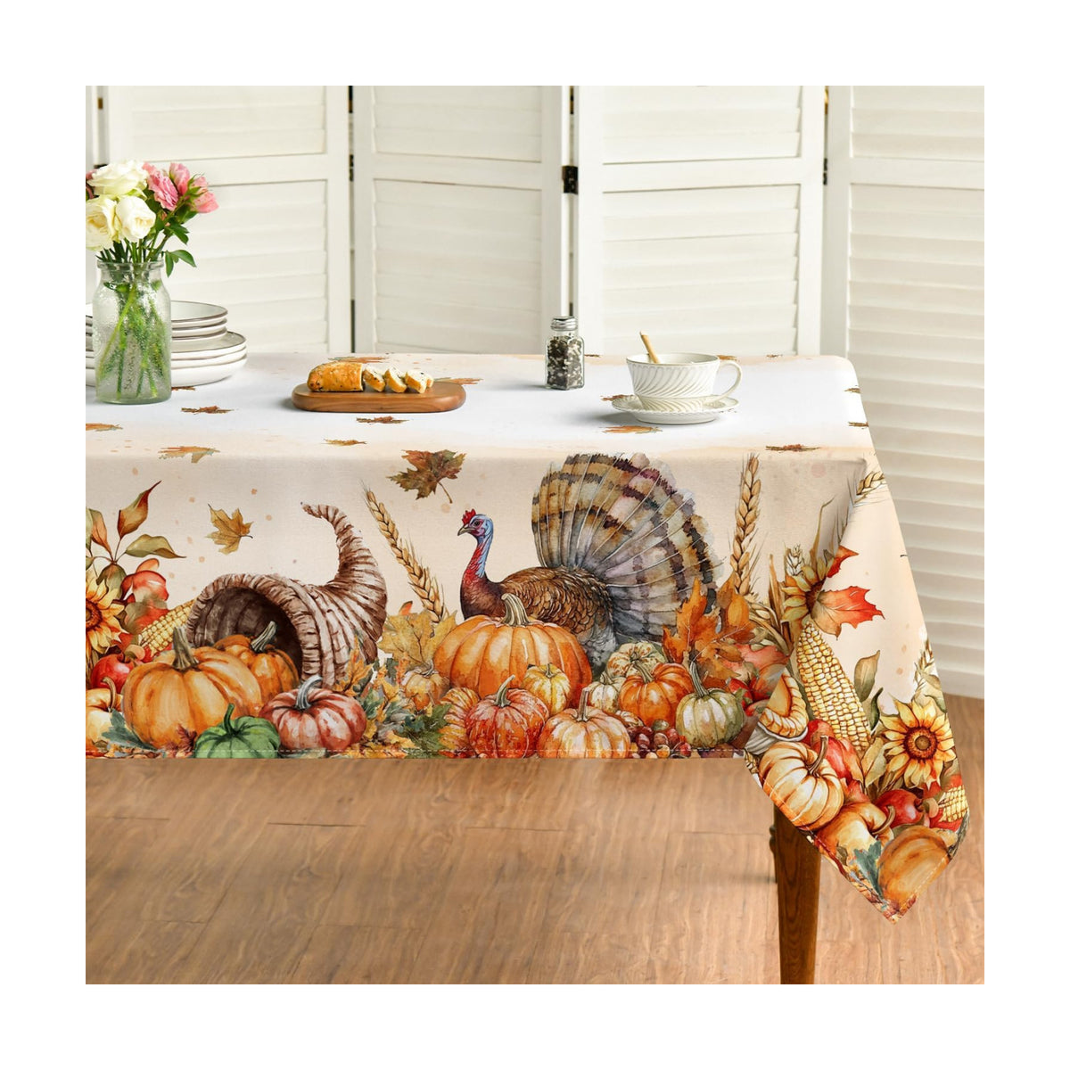 Horaldaily Thanksgiving Tablecloth 52×70 Inch Rectangular, Holiday Decor