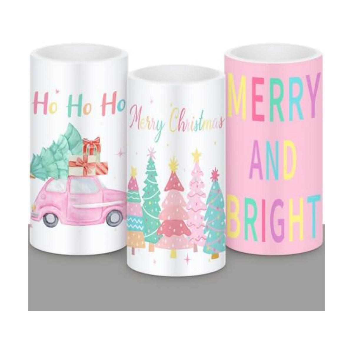Retisee 3 Pcs Pastel Christmas Flameless LED Candles with Remote