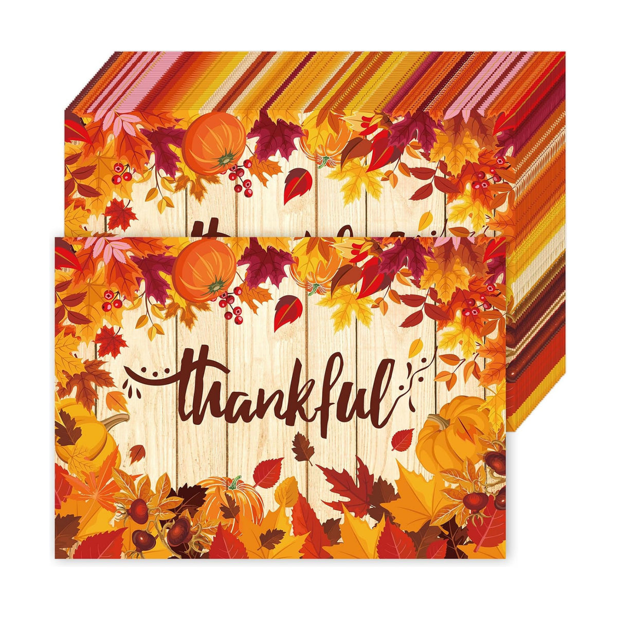 Whaline 150 Pcs Fall Paper Placemats Maple Leaves Pumpkin Dinner Mats Autumn Thanksgiving Disposable Table Mats for Party Table Setting