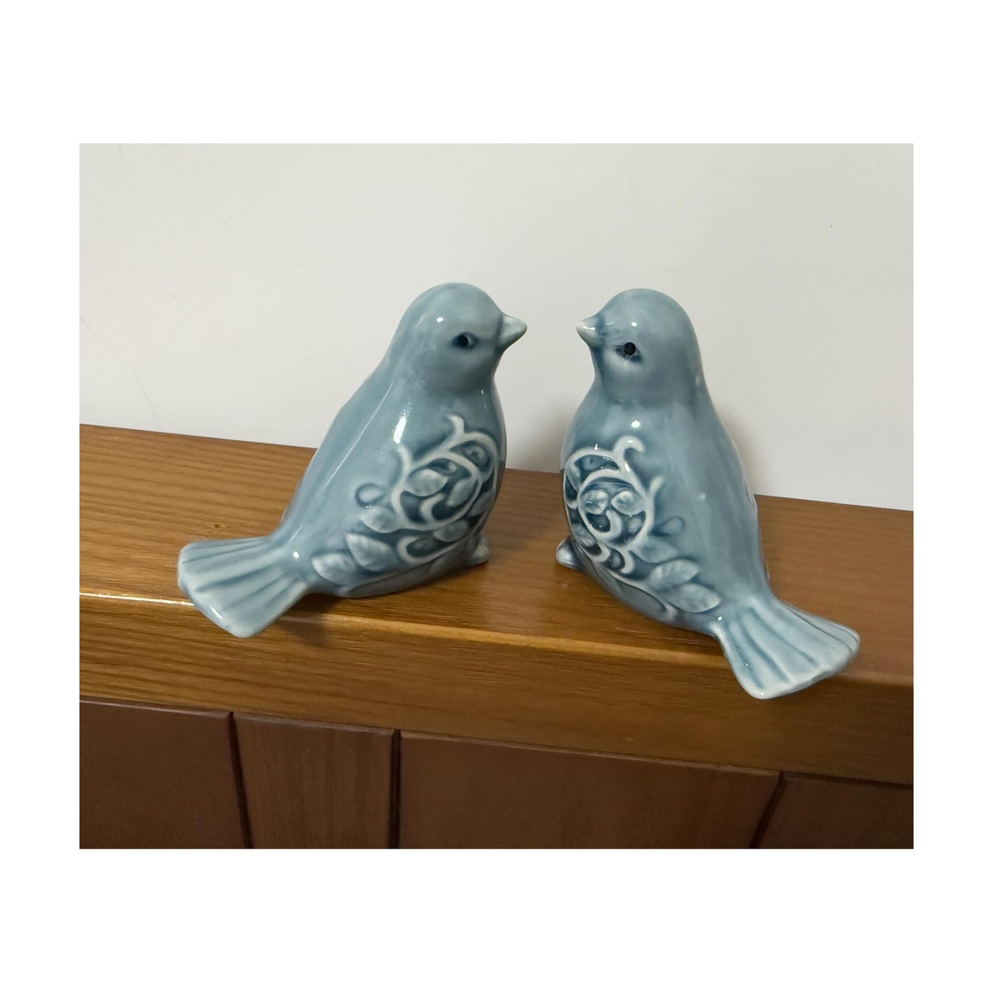 Ceramic Bird Figurines / Blue / Set of 2