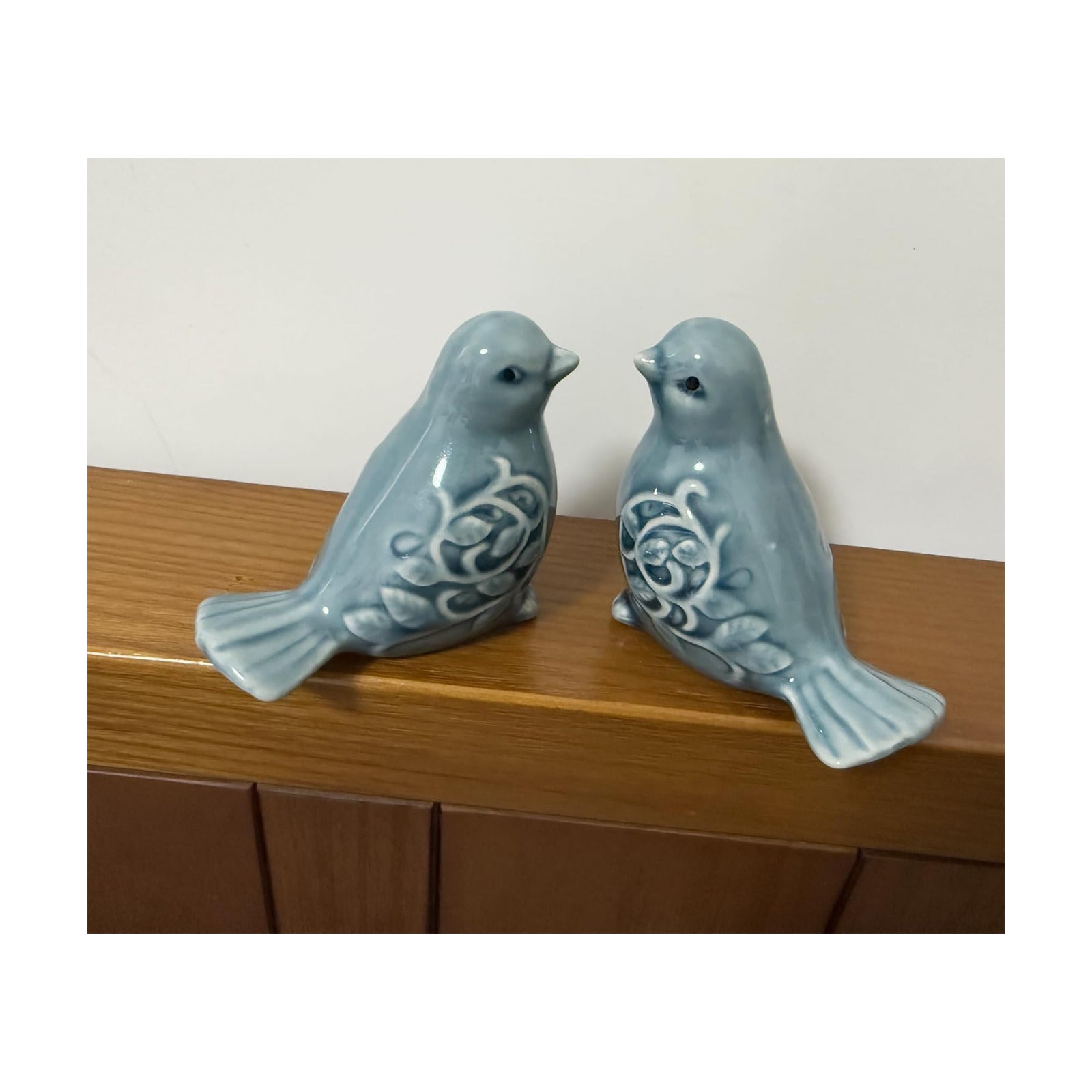 Ceramic Bird Figurines / Blue / Set of 2