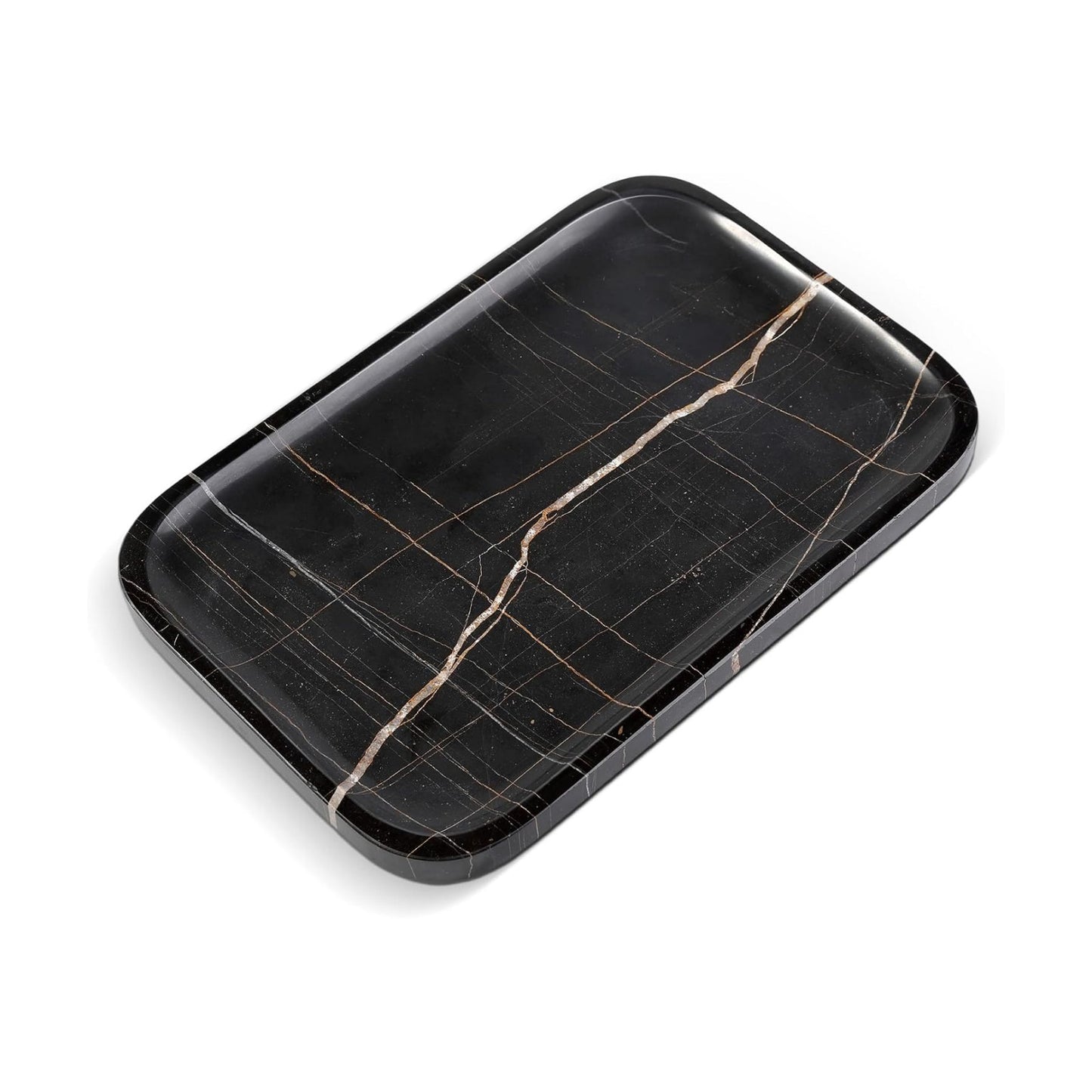 Marble Tray / Natural Marble Vanity Tray for Countertop Bathroom Kitchen Dresser / Black / 12 x 8