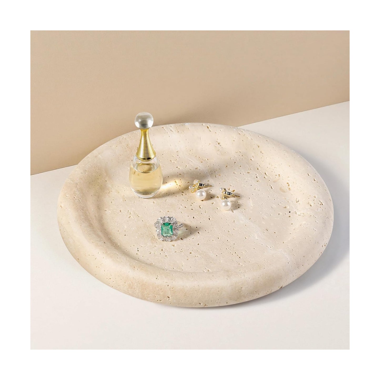 Candles / Italian Round Travertine Tray