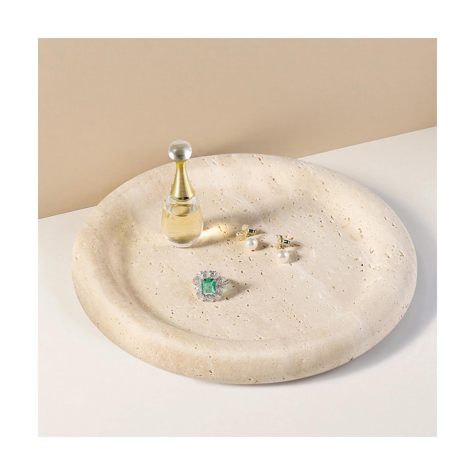 Candles / Italian Round Travertine Tray