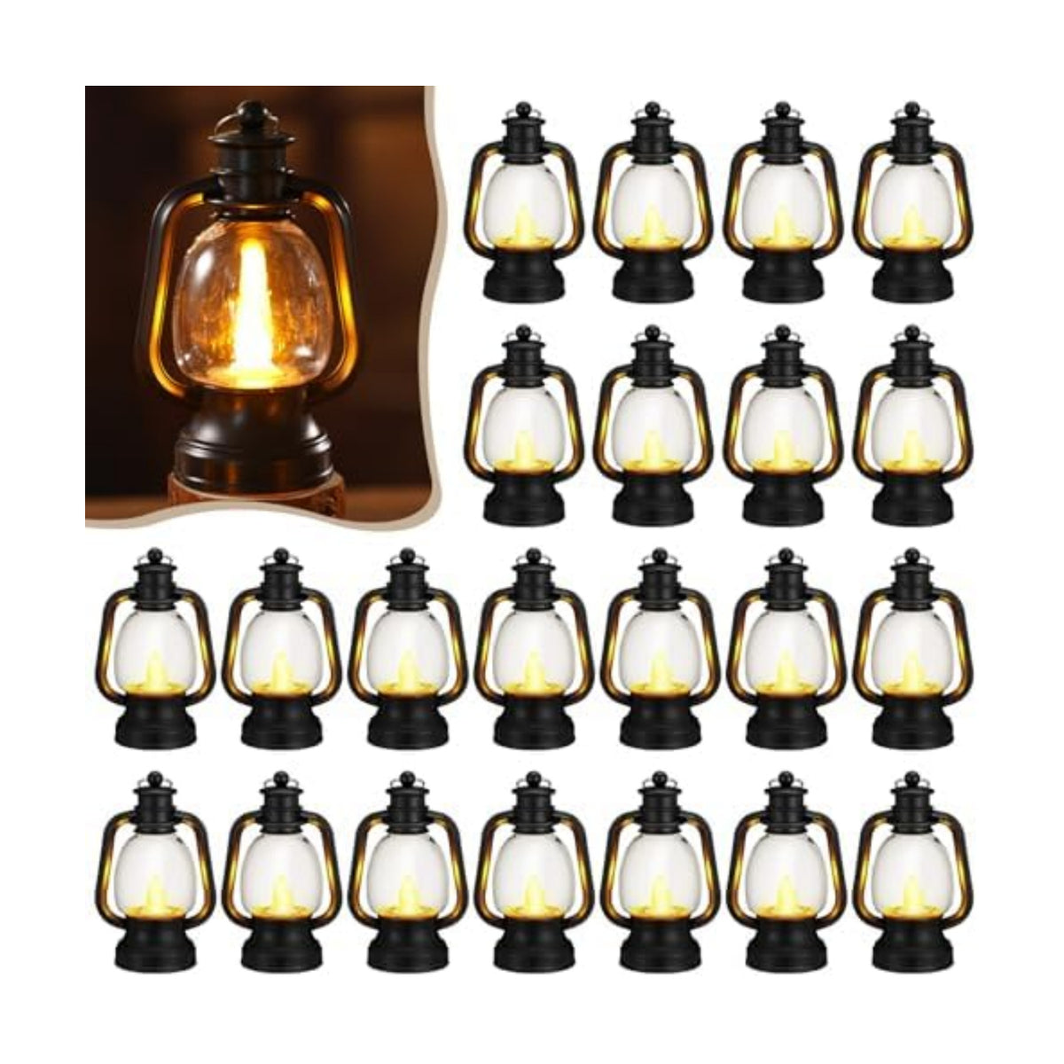 Ferraycle 24 Pcs Mini Lanterns Bulk 6 Inch Black Lamp Table Centerpieces