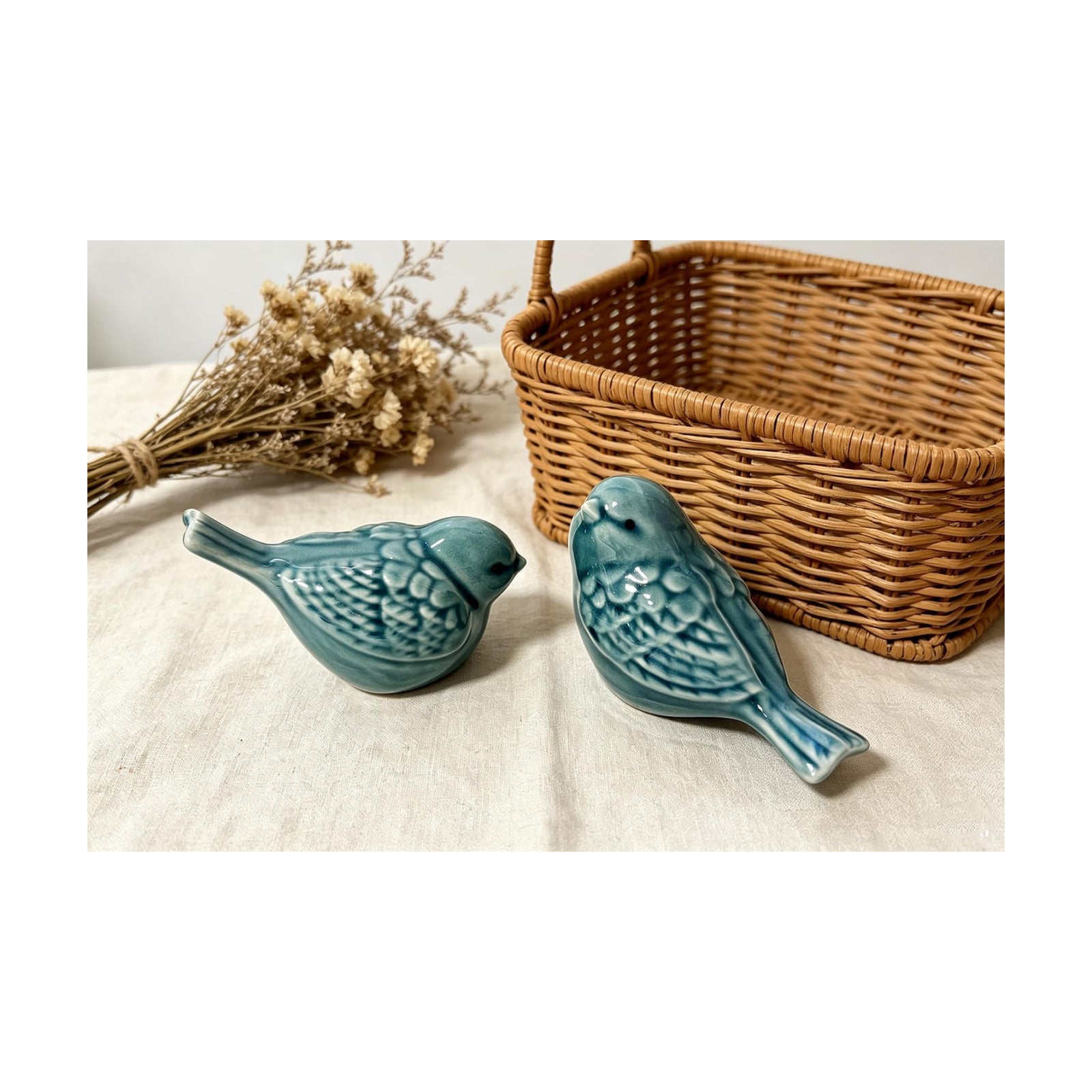 Ceramic Bird Figurines / Blue / Set of 2