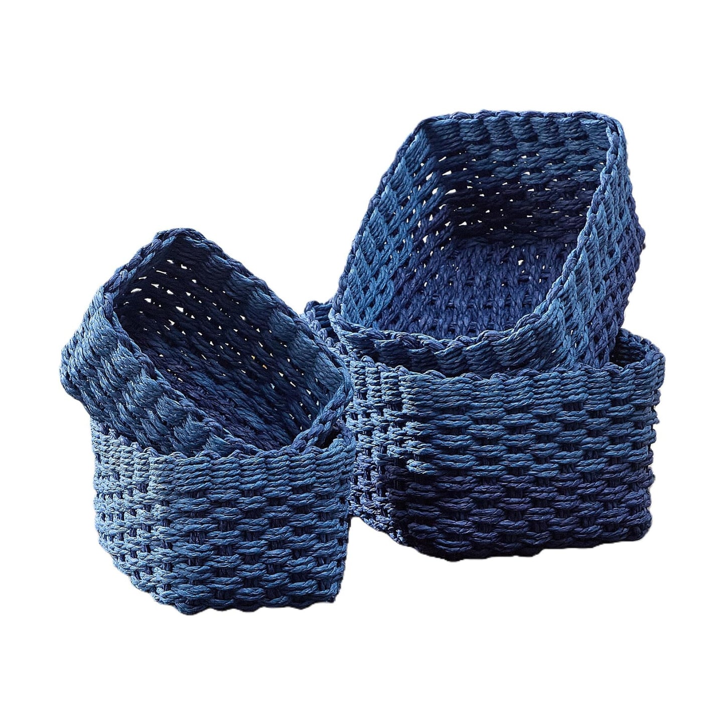 Woven Storage Baskets Set / Blue / Set of 4