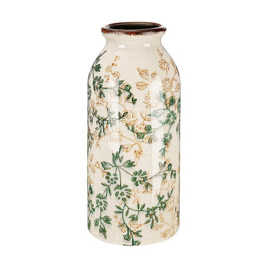 Ceramic Flower Vase Chinoiserie Antique Floral Vase Rustic Boho Farmhouse Decor / Vintage