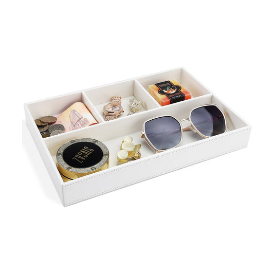 Faux Leather Valet Tray / Cream White