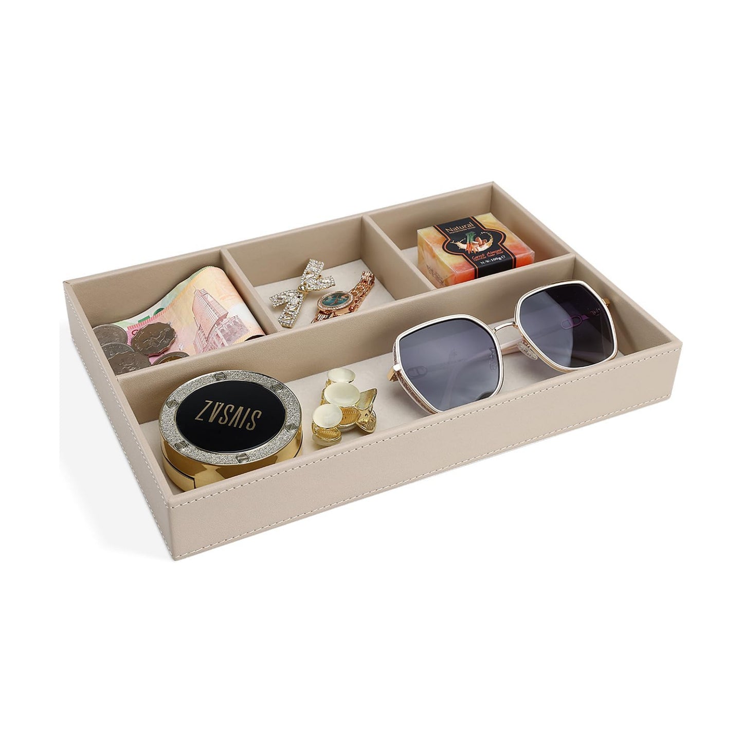 PU Leather Valet Tray / Beige