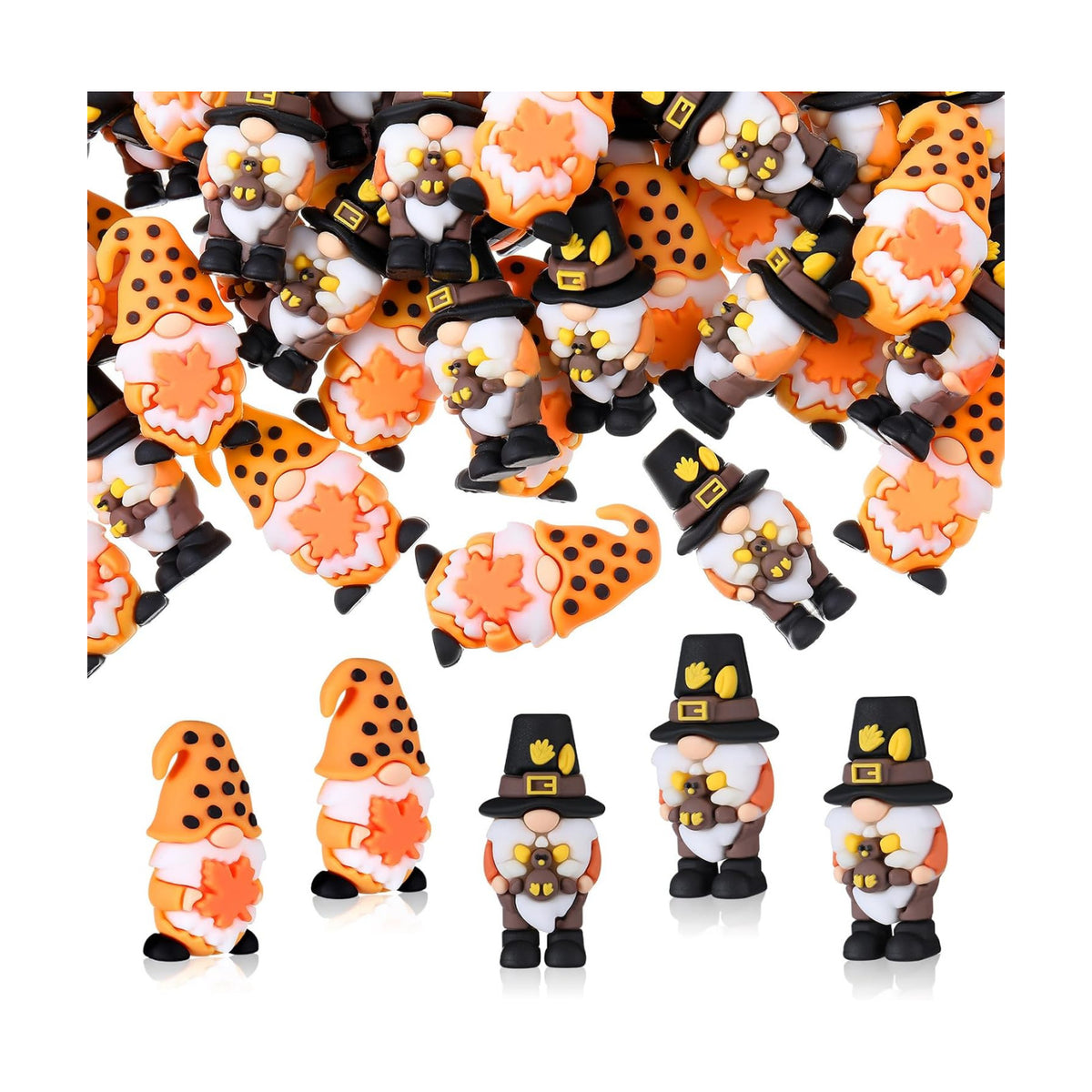 Lunmon 50 Pcs Mini Fall Gnomes Figures Decorations Bulks, 1.49 Inches