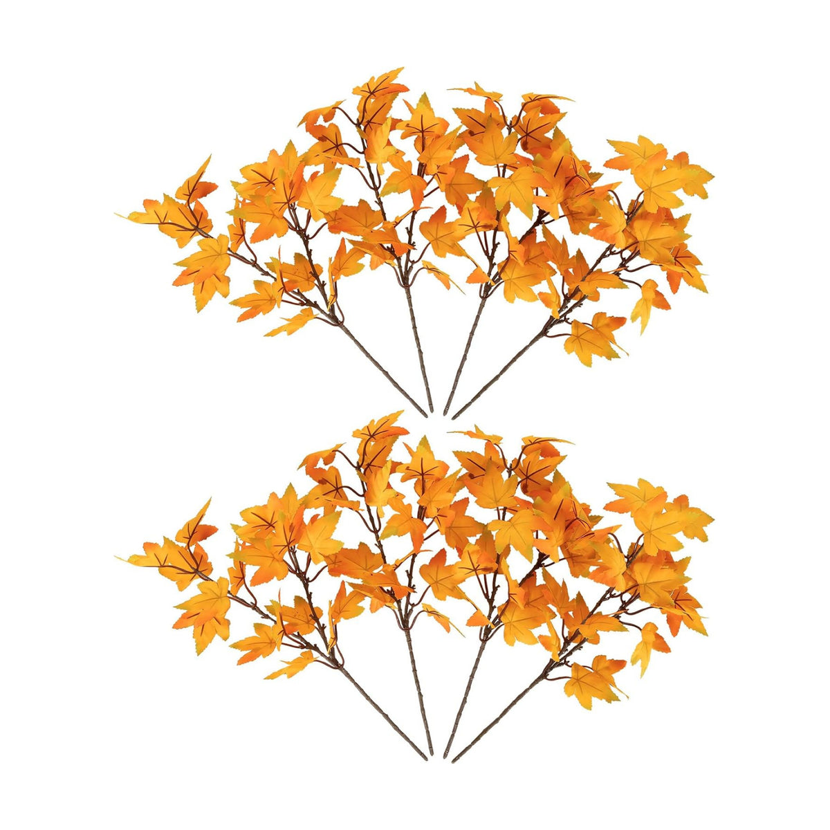 IPOPU 8PCS Artificial Maple Leaves Branches 14’’Fake Silk Fall Maple Shrubs Yellow Faux Fall Leaves Stem for Fall Decorations for Home Thanksgiving Table Centerpiece Fireplace Halloween Décor (Yellow)