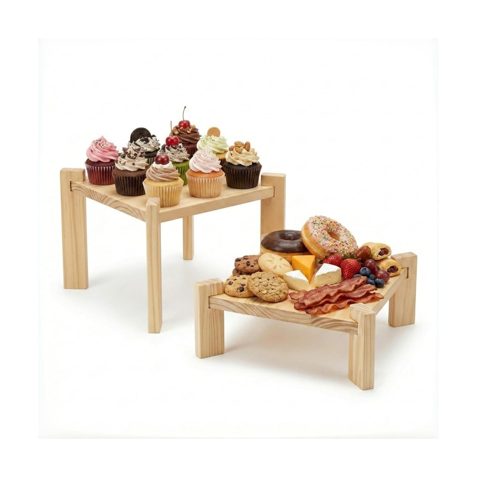Wooden Display Risers / Wood / Set of 2