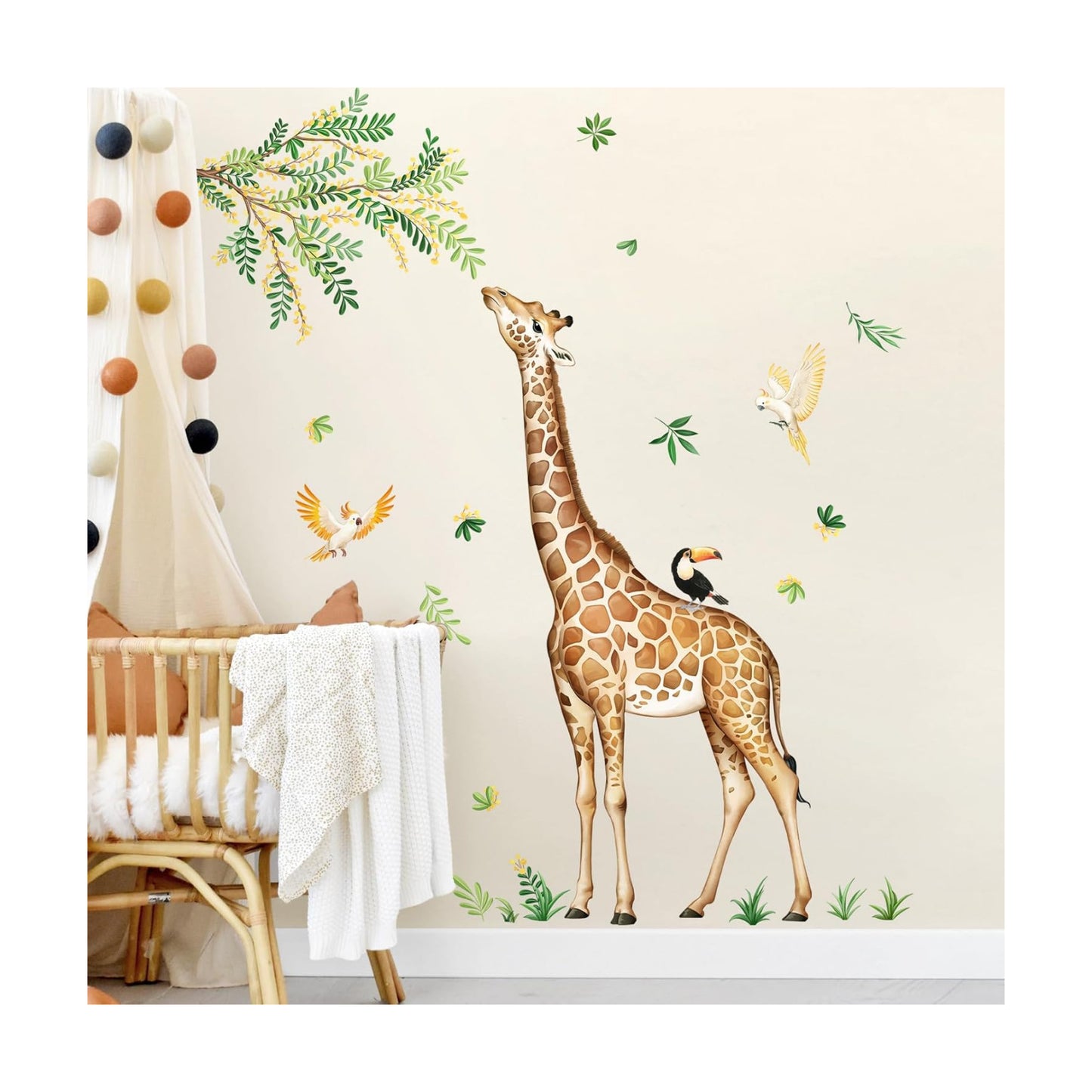 Large Giraffe Wall Decals Jungle Animal Wall Stickers Leopard Deer Safari Peel and Stick Art Decor