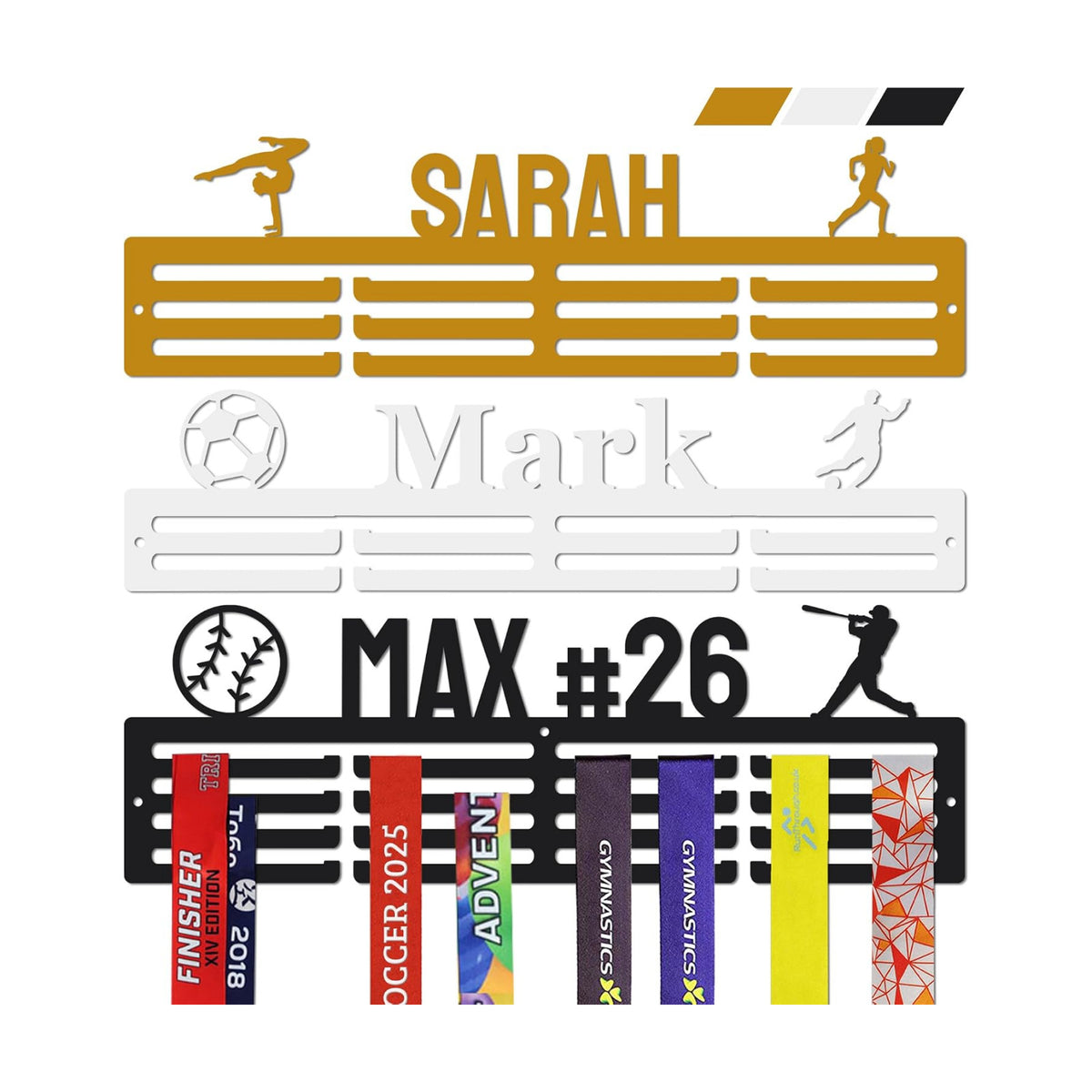 Personalized Medal Hanger Display, Holds 60+ Medals | Medal Holder for Awards & Trophies, Easy Wall Mount with Hardware
