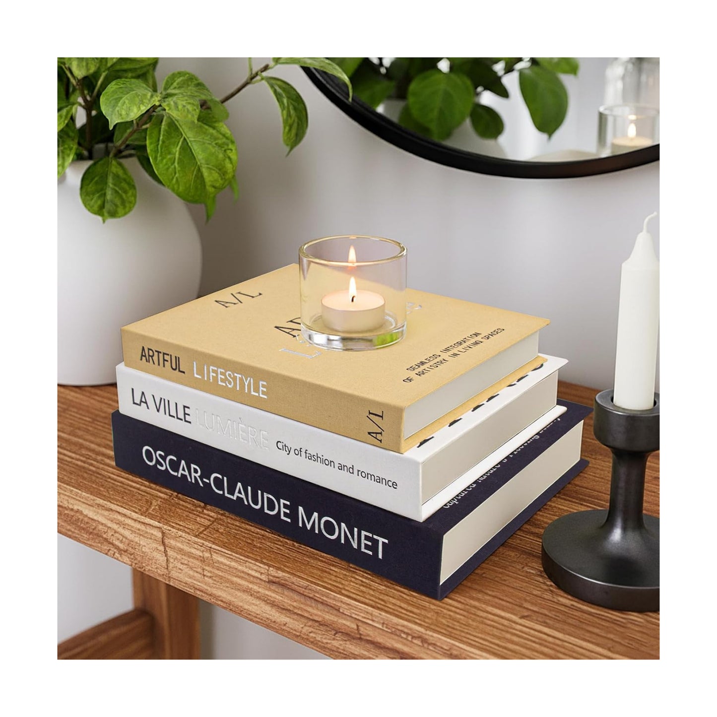Linen Fake Books for Decoration / Dark Blue / Set of 3