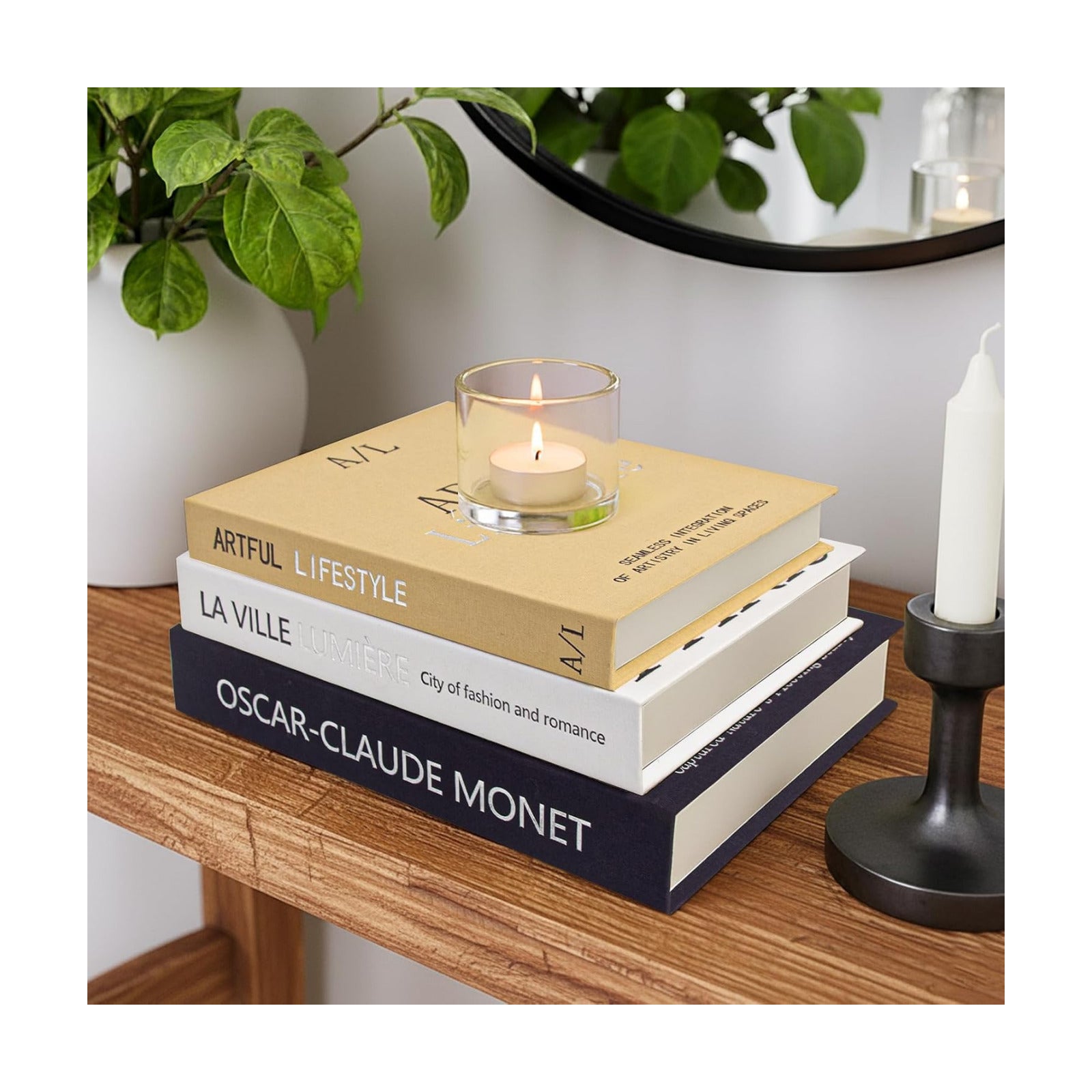 Linen Fake Books for Decoration / Dark Blue / Set of 3