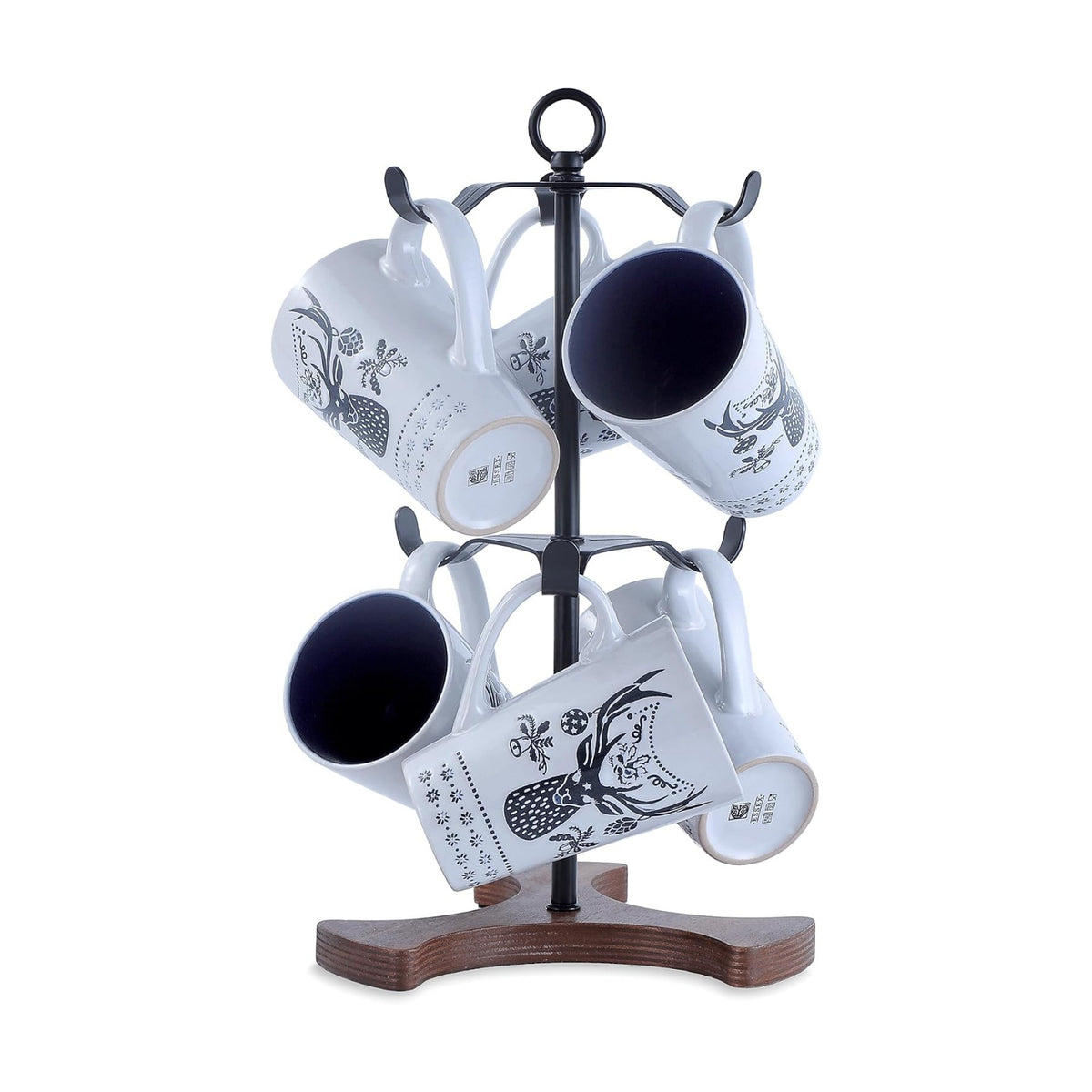 Mug Holder Tree for Countertop | 2-Tier Coffee Cup Stand & Rack Holds 6 Large Mugs, 5oz to 20oz | Space-Saving Mug