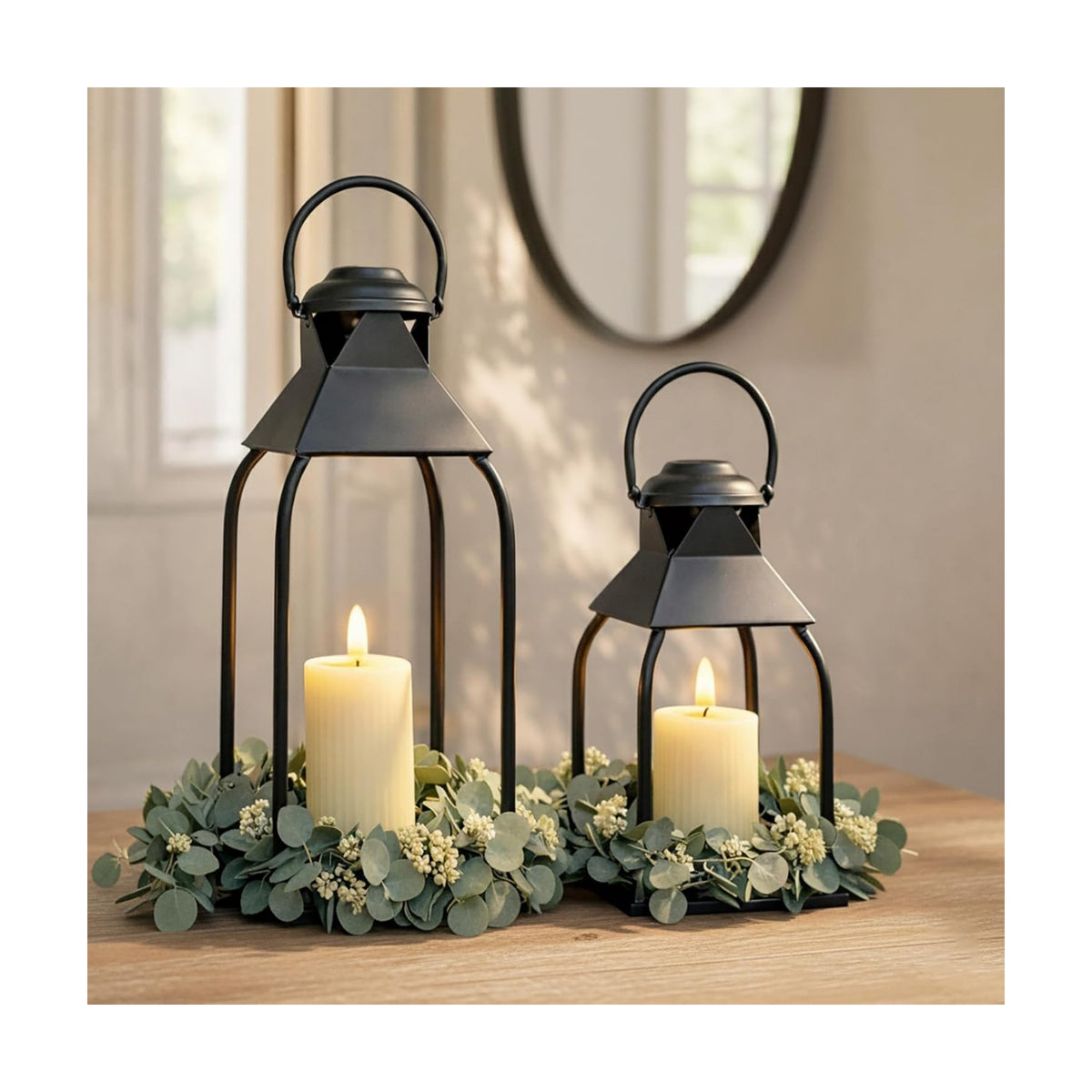 Decorative Metal Lanterns Indoor Outdoor, Candle Holder for Porch, Patio, Fireplace, Floor, Wedding, Christmas, Fall