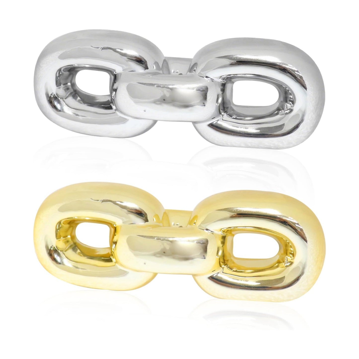 Ceramics Modern Abstract Figurines Sculpture Decoration / Golden Silver-chains / Set of 2