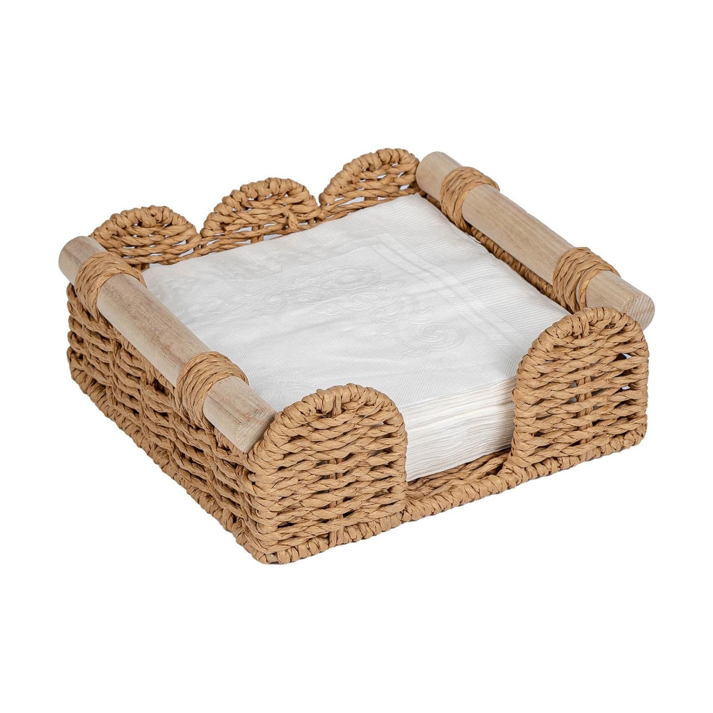 Scalloped Napkin Holder / Neutral / Luncheon