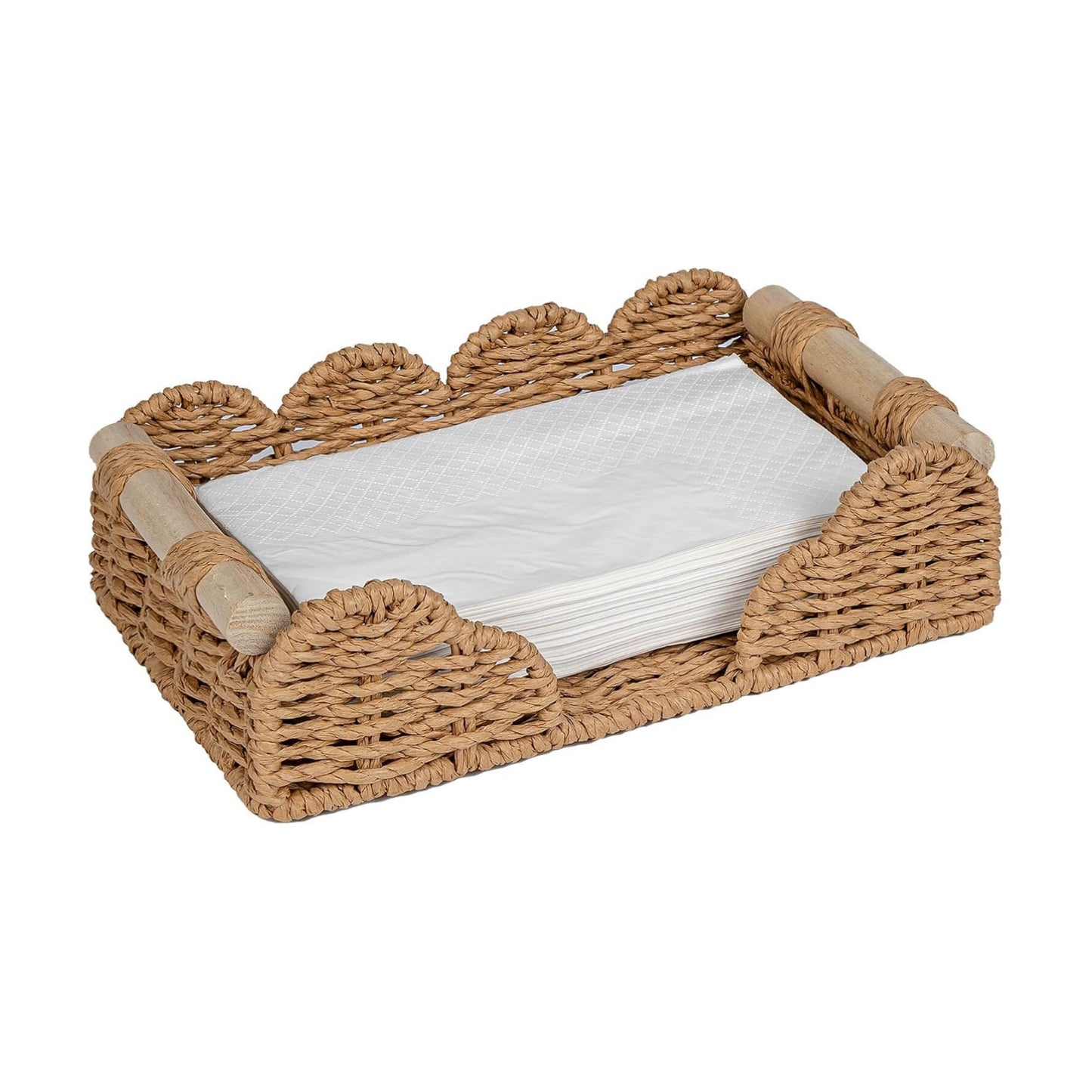 Scalloped Napkin Holder / Neutral / Guest Towel