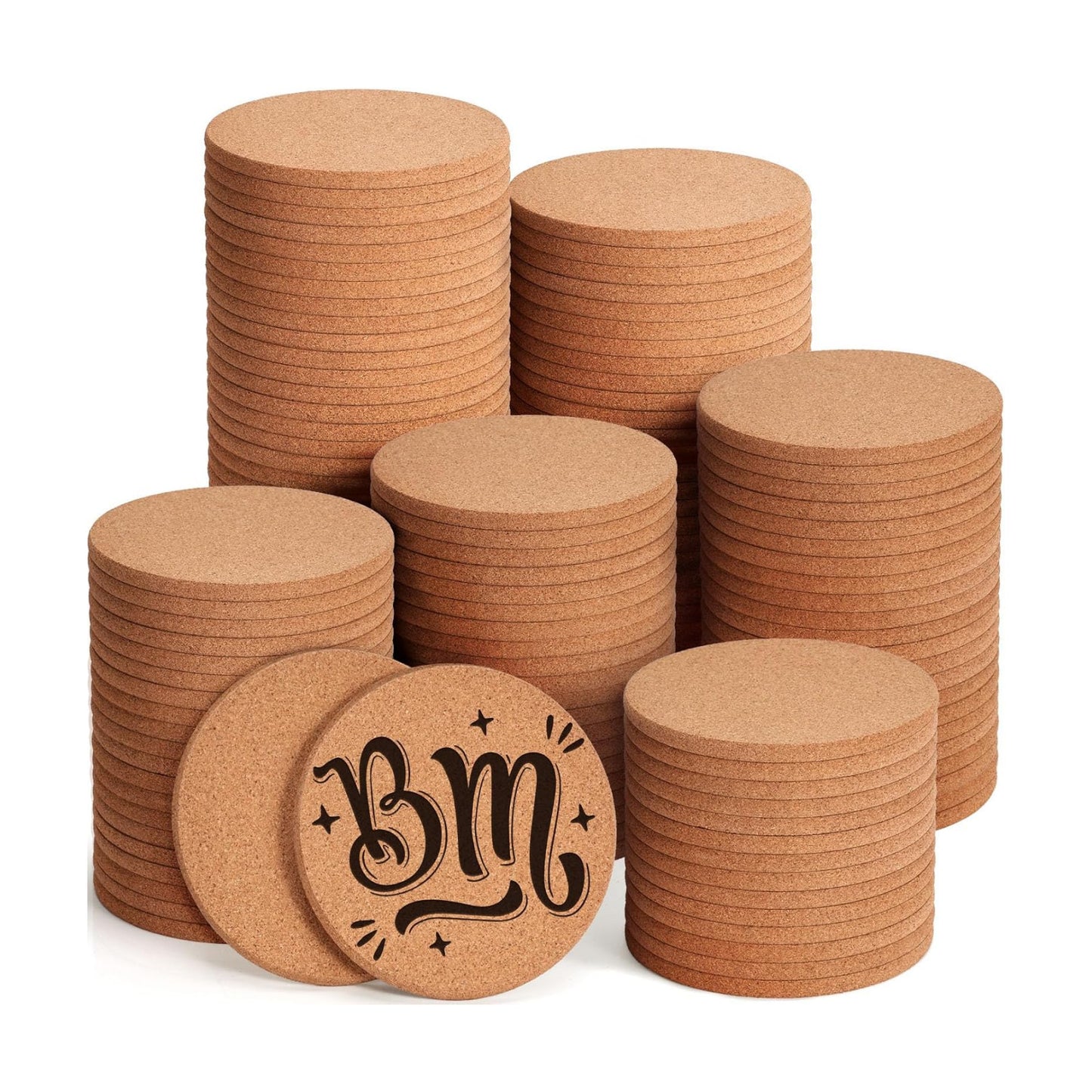 Cork Coasters for Laser Engraving / Round / Set of 160