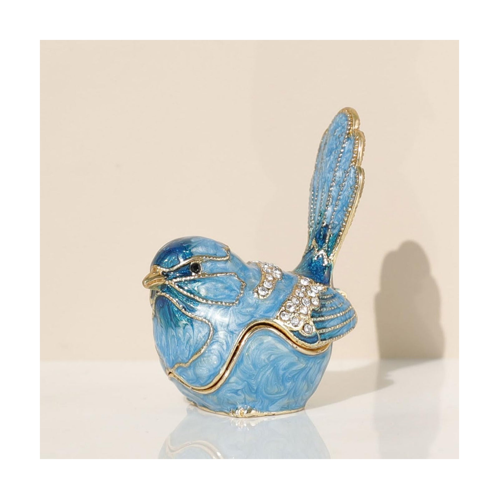 Adorned Mini Jewelry Organizer for Rings & / Trinket Box-b / Blue