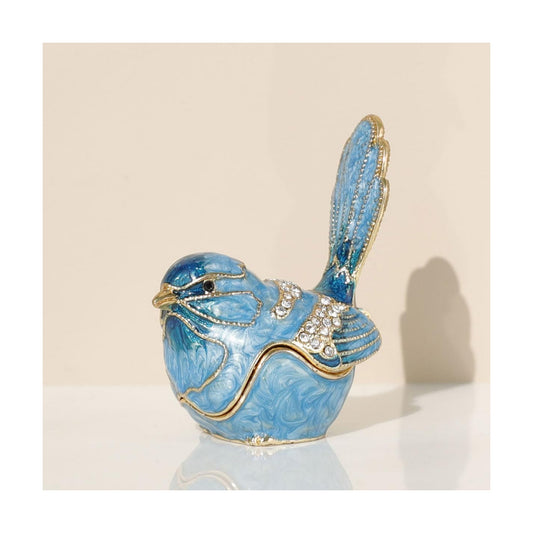 Adorned Mini Jewelry Organizer for Rings & / Trinket Box-b / Blue