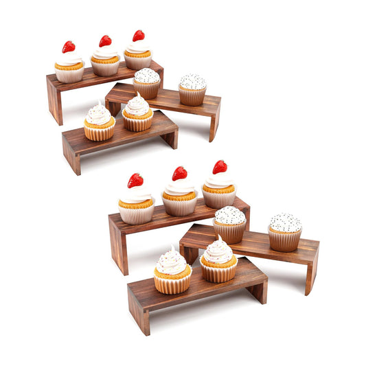 3 Tier Stackable Wooden Cupcake Stand / Burning / 7.8''x 8.5''x 9.3