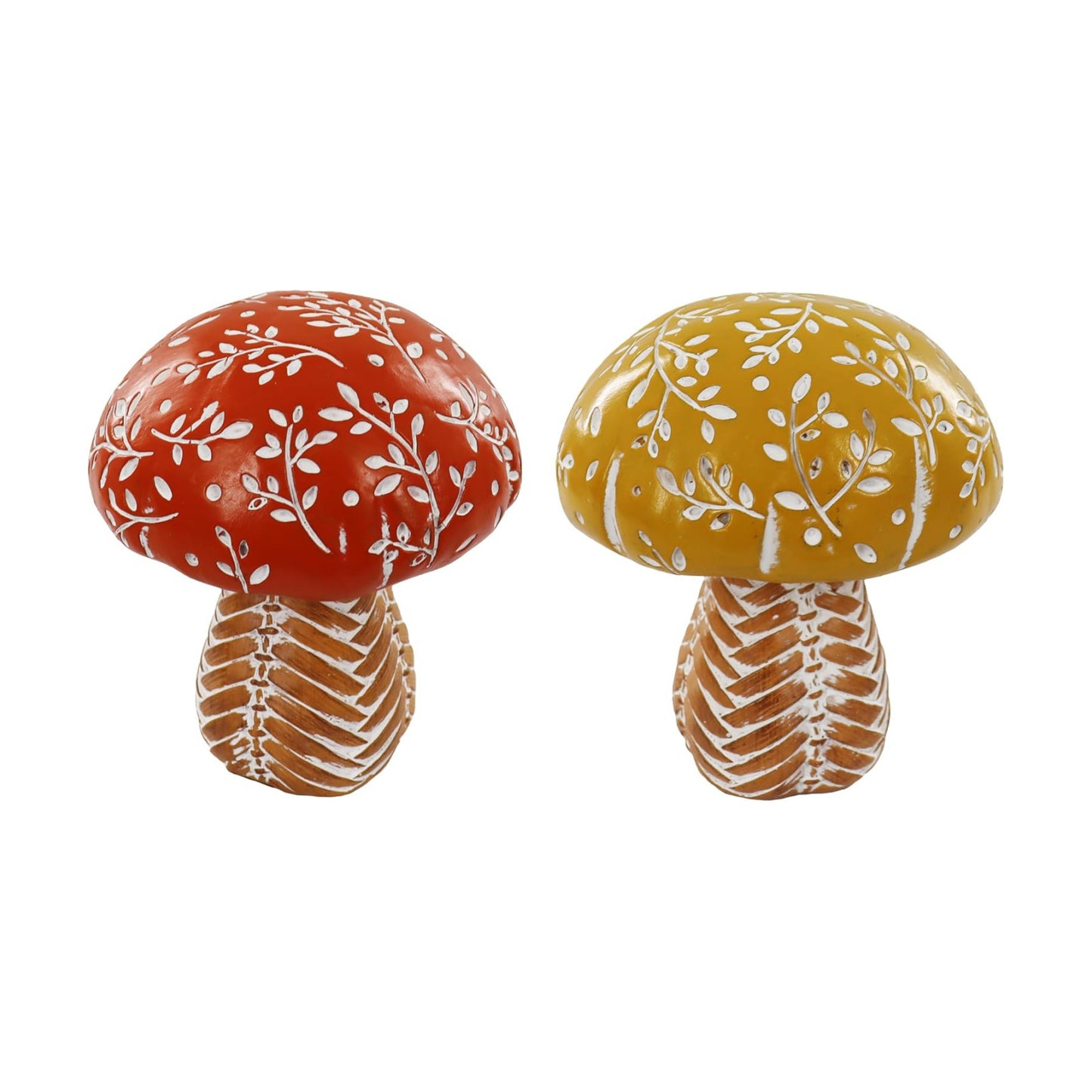 Modern Woven Mushroom Decorative Sculpture / Yellow/red Mushroom / 4.53inch / Set of 2