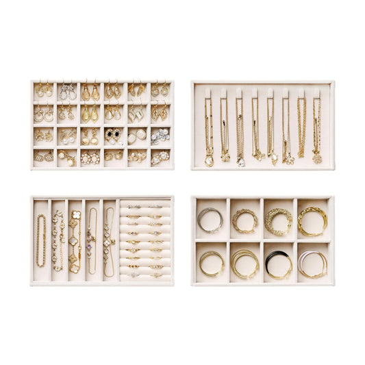 Velvet Jewelry Drawer Organizer Trays / Beige / Compact
