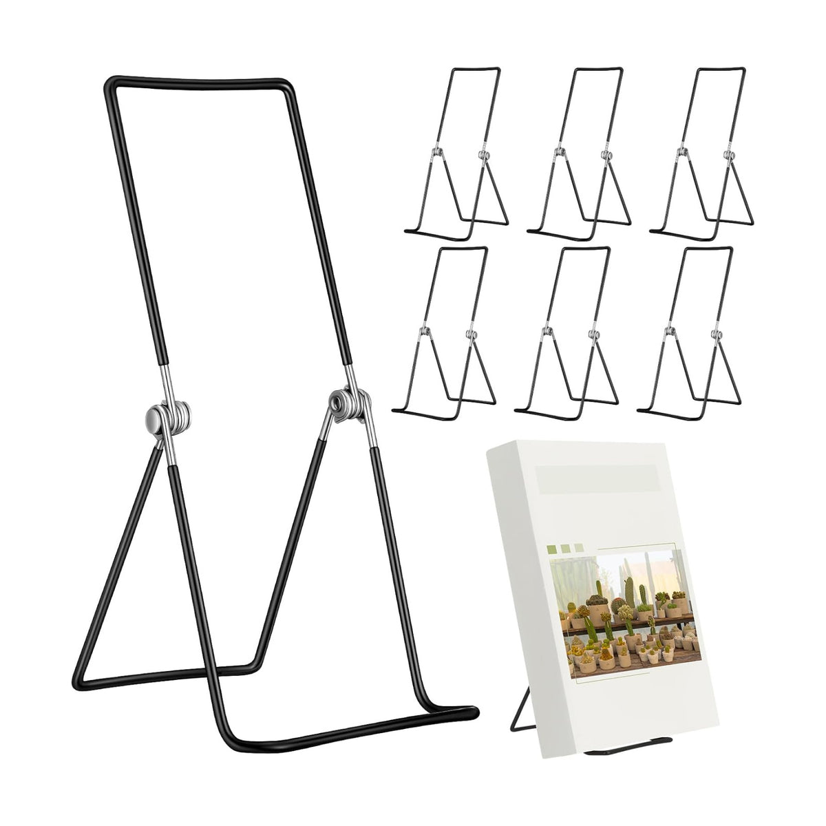 6 Pack 9.17 Inch Large Metal Book Stand for Display Adjustable Display Holder Easel Collector Stand for Home Office