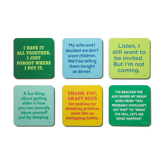 Wood Coasters for Drinks / Quote Coasters D / Set of 6
