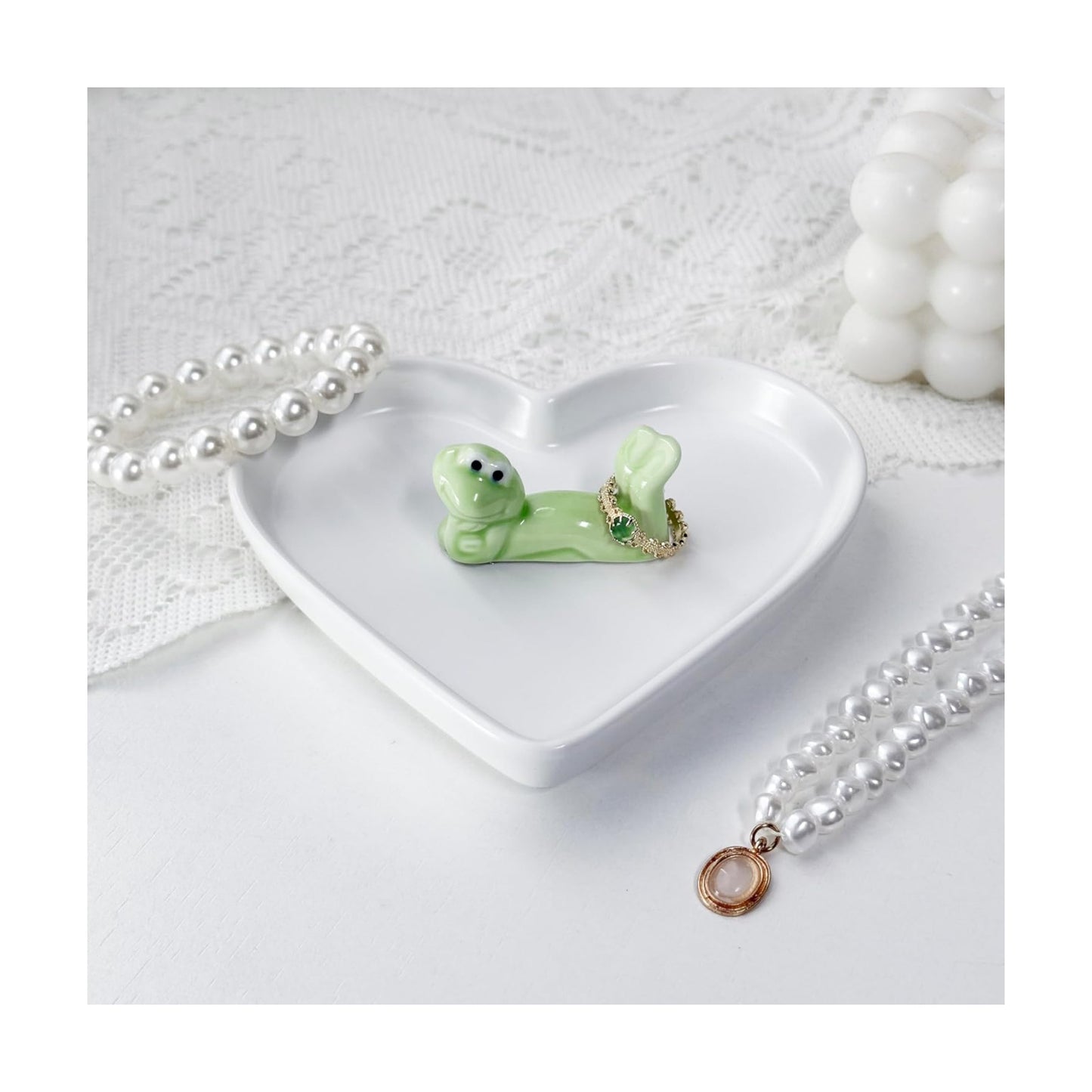Heart-Shaped Ceramic Jewelry Dish Tray