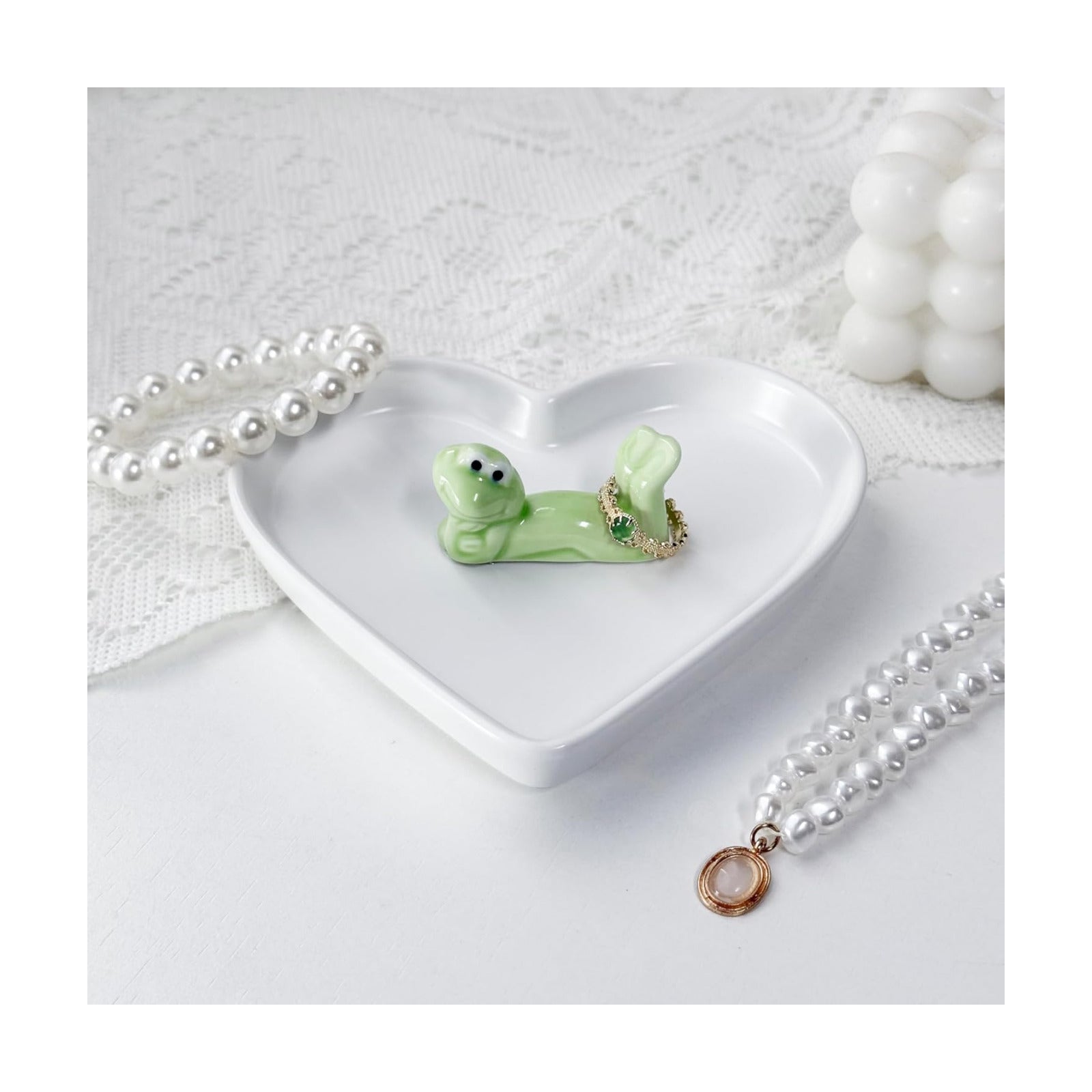 Heart-Shaped Ceramic Jewelry Dish Tray