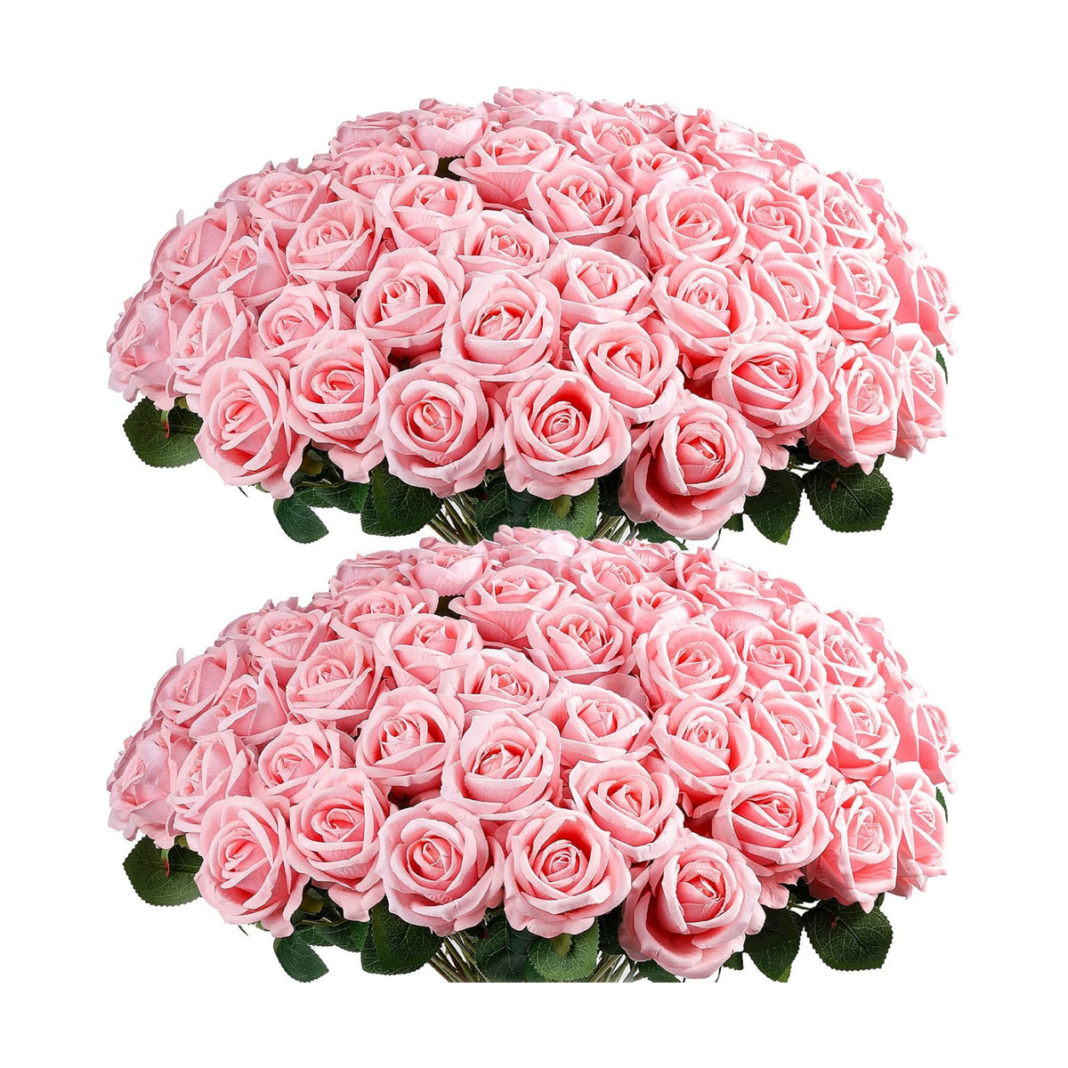 Auihiay 60PCS Pink Roses, Artificial Roses, Fake Roses, Velvet Silk