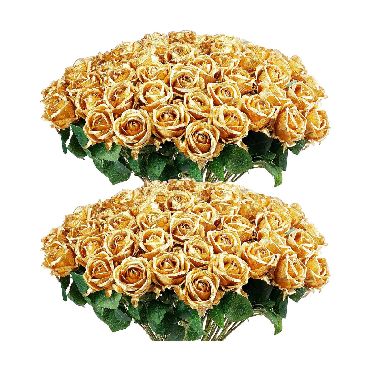 Auihiay 60PCS Gold Rose Artificial Flowers, Faux Silk Roses