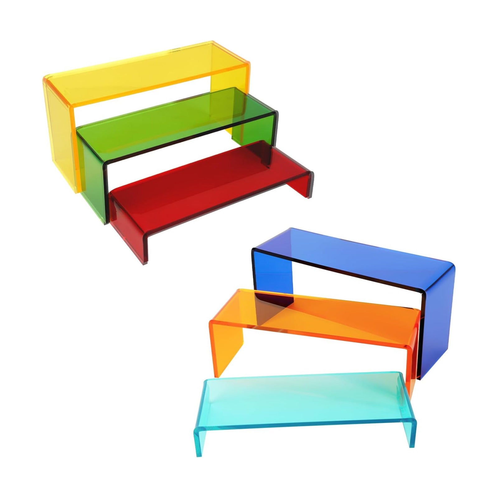 Acrylic Display Risers 3 Tier Cupcake Stand for Dessert Jewelry Pop Figures / Mix Colors / Set of 2