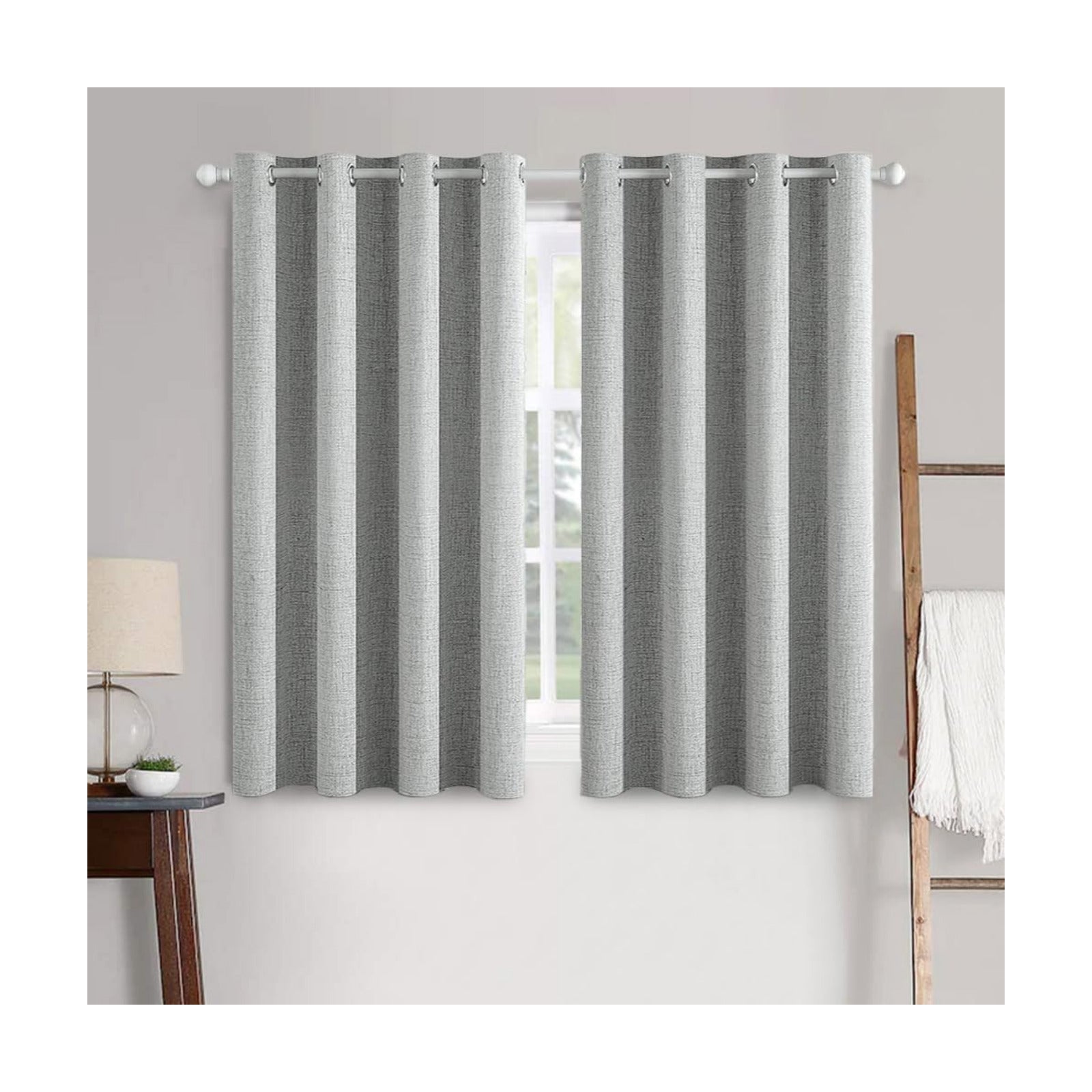 MIULEE 100% Blackout Linen Curtains for Bedroom 52x63 Inches Glacier Gray